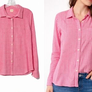 J. Crew "The Perfect Shirt" Pink Gingham Button Down